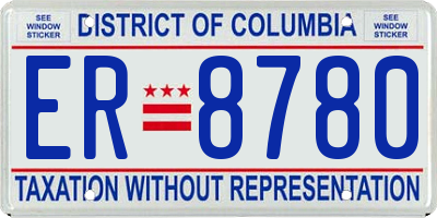 DC license plate ER8780