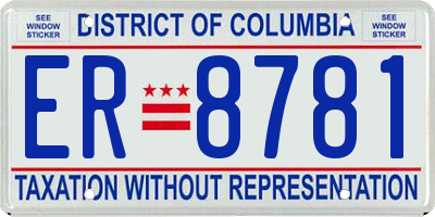 DC license plate ER8781