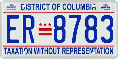 DC license plate ER8783
