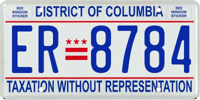 DC license plate ER8784