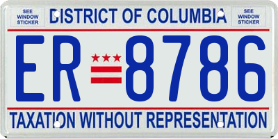DC license plate ER8786