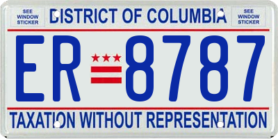DC license plate ER8787