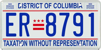 DC license plate ER8791