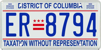 DC license plate ER8794