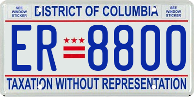DC license plate ER8800