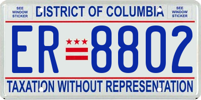 DC license plate ER8802