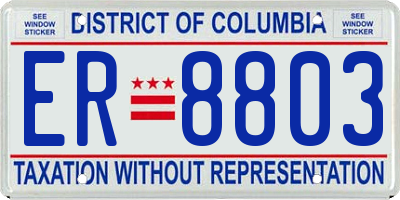 DC license plate ER8803