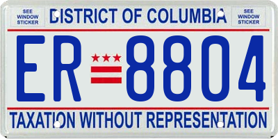 DC license plate ER8804