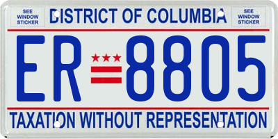 DC license plate ER8805