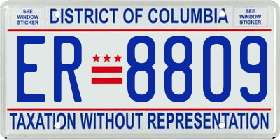 DC license plate ER8809