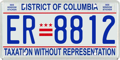 DC license plate ER8812