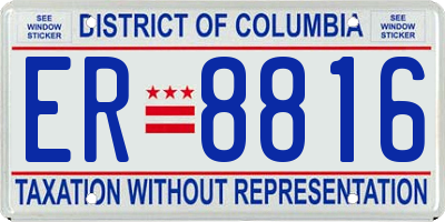DC license plate ER8816