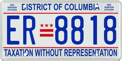 DC license plate ER8818
