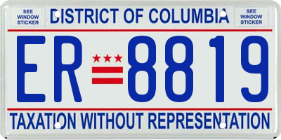DC license plate ER8819