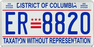 DC license plate ER8820