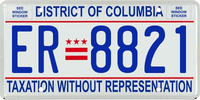 DC license plate ER8821