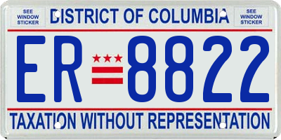 DC license plate ER8822