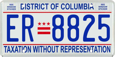 DC license plate ER8825