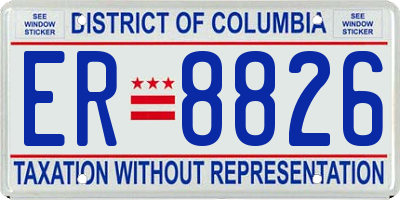 DC license plate ER8826