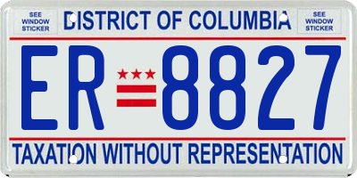 DC license plate ER8827