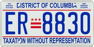 DC license plate ER8830