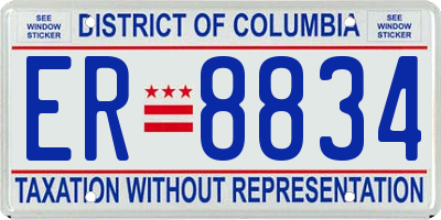 DC license plate ER8834