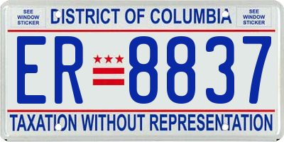 DC license plate ER8837