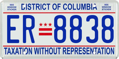 DC license plate ER8838