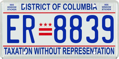 DC license plate ER8839