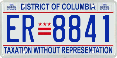 DC license plate ER8841