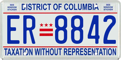 DC license plate ER8842