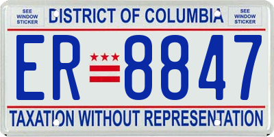DC license plate ER8847