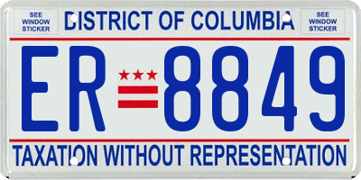 DC license plate ER8849