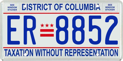 DC license plate ER8852