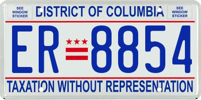 DC license plate ER8854