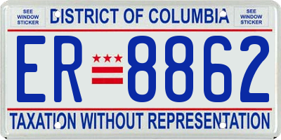 DC license plate ER8862
