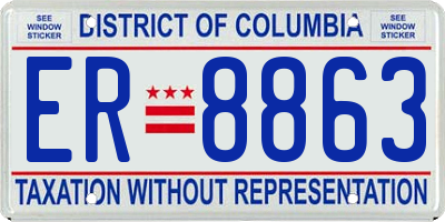 DC license plate ER8863