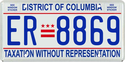 DC license plate ER8869