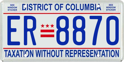 DC license plate ER8870