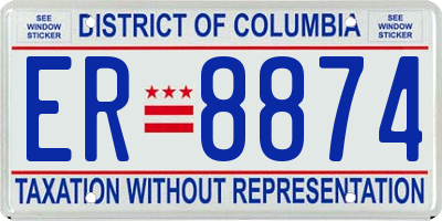 DC license plate ER8874
