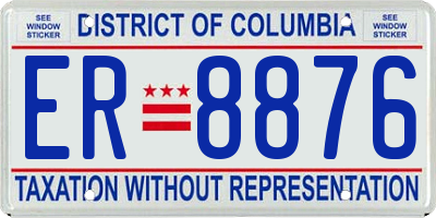 DC license plate ER8876