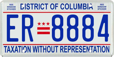 DC license plate ER8884