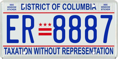 DC license plate ER8887
