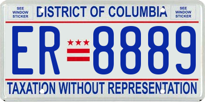 DC license plate ER8889