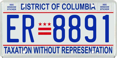 DC license plate ER8891