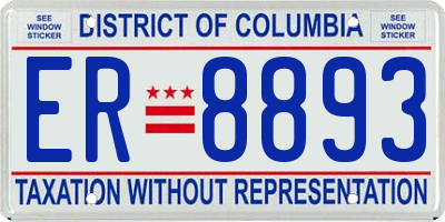 DC license plate ER8893