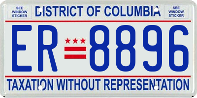 DC license plate ER8896