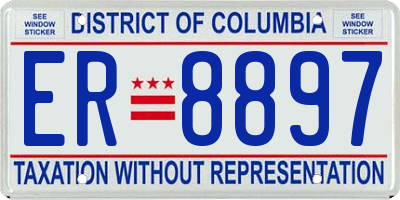 DC license plate ER8897