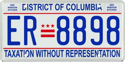 DC license plate ER8898