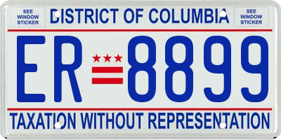 DC license plate ER8899